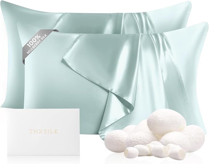 THXSILK Set of 2 100% Mulberry Silk Pillowcase by THXSILK