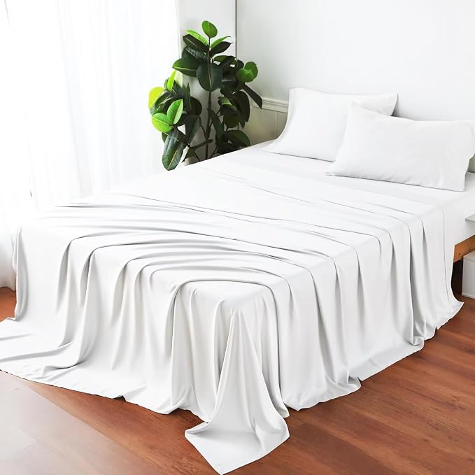 Bamboo Viscose Flat Sheets Only, 400 Thread Count Sateen Weave Cal King Size - Image 7