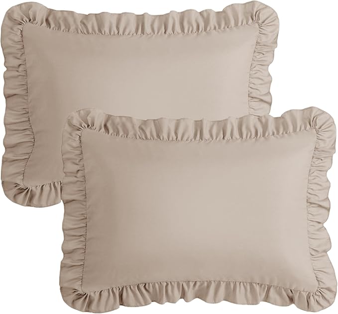 KKJIAF Ruffle Pillow Cases King Size Set of 2, Ruffled Pillow Covers - Image 7