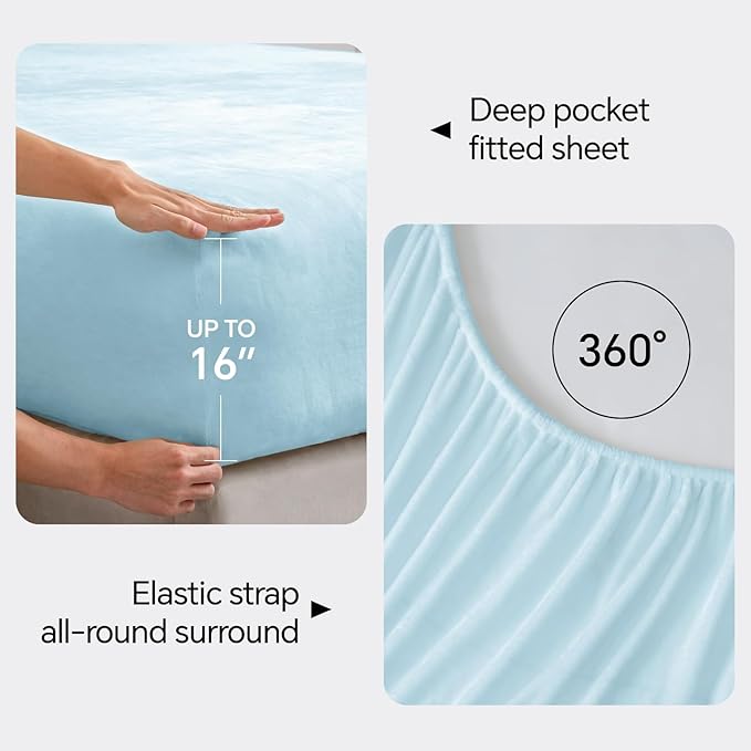 BEDELITE Flannel Sheets Full Size Blue - Image 4