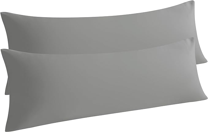 NTBAY 2-Piece Body Pillowcase Set, 20x54 inches, Smoke Grey, Microfiber by NTBAY