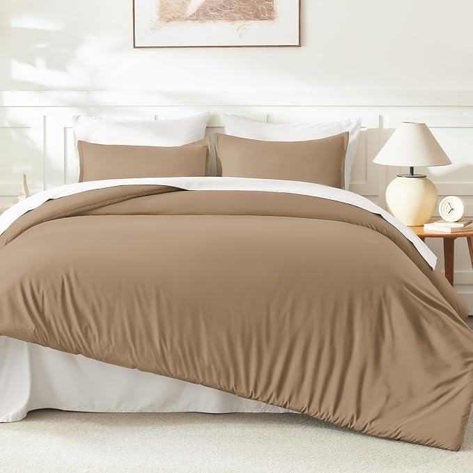 Litanika Comforters Taupe Super King Size, 3 Pieces Lightweight Solid Bedding - Image 6