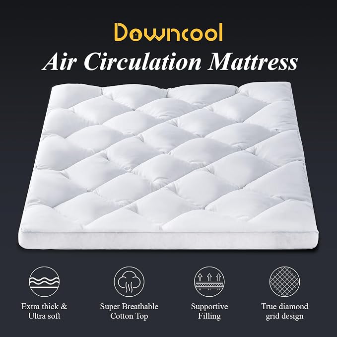 DOWNCOOL 3 Inch Twin Mattress Topper, Ultra Thick and Fluffy Supportive Memory - Image 3