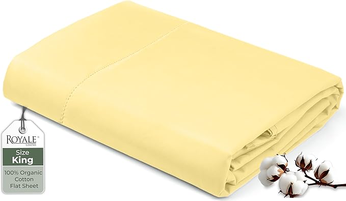 Royale Linens 100% Organic Cotton King Flat Sheet Only by ROYALELINENS
