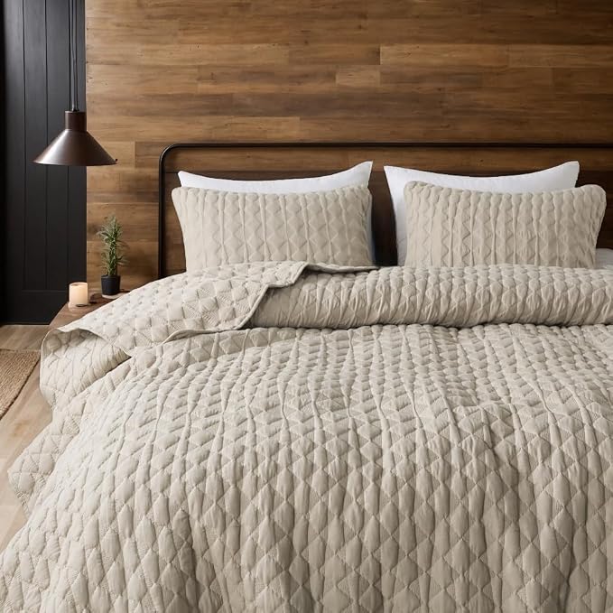 WDCOZY Beige Quilt Twin Size Bedding Sets - Image 8