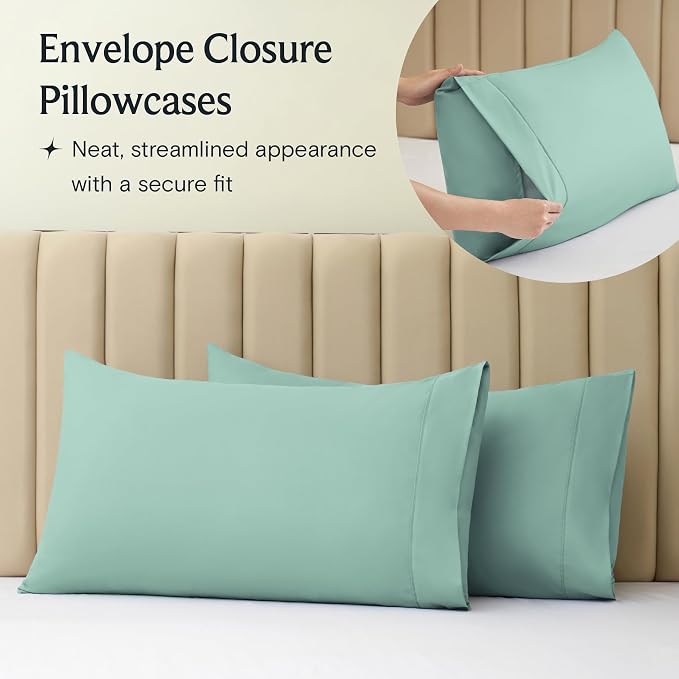 LuxClub 4 PC California King Sheet Set, Breathable Luxury Bed Sheets, Deep - Image 8
