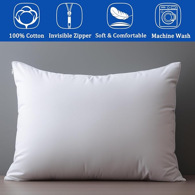Precoco White Pillow Cases Standard Size-100% Cotton Pillowcase Covers - Image 6