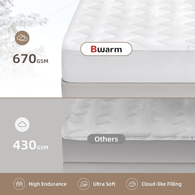 Bwarm Premium Multi-Zone Heated Mattress Pad Cal King, Dual Control 72" x 84" - Image 8