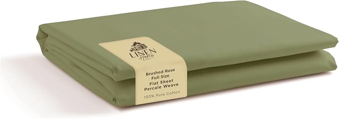 Linen Home 100% Cotton Percale 1 Flat Sheet, Full Size by LINENHOME