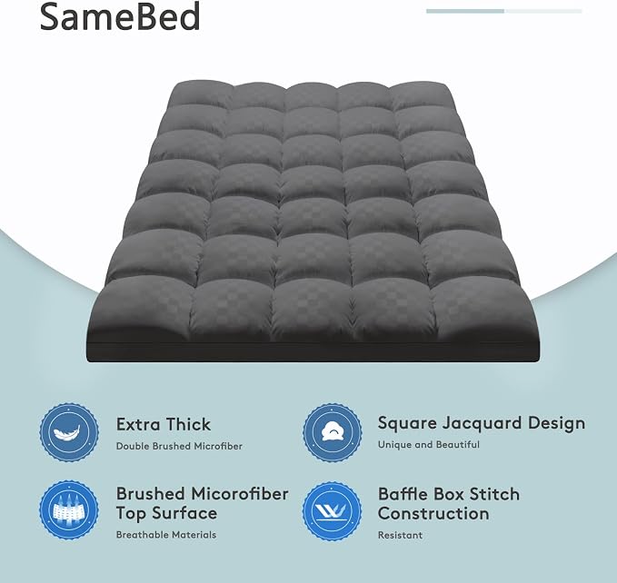 SameBed Mattress Topper King, Extra Thick Mattress Pad Cover - Image 2