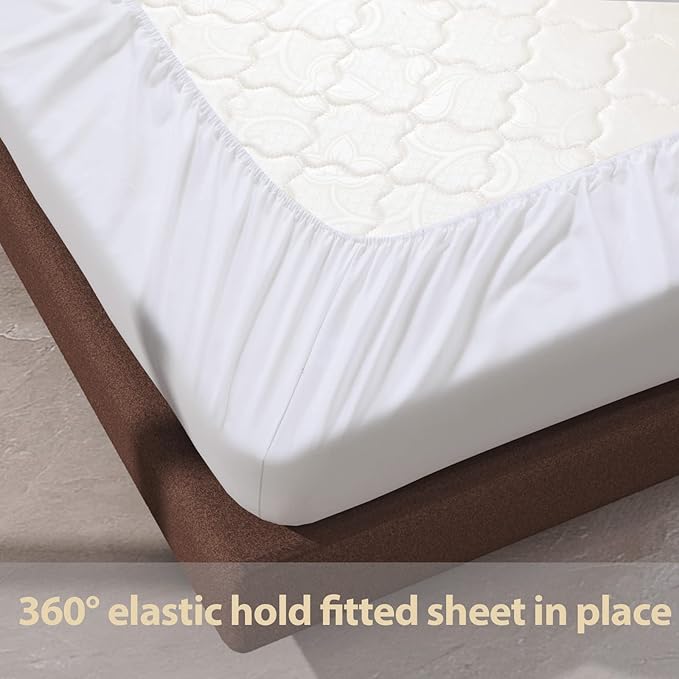 100% Egyptian Cotton Fitted Sheet Twin Size White, 600 Thread Count, 8-16" Deep - Image 6