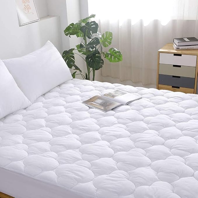 WhatsBedding Waterproof Mattress Pad Queen Size Cotton Top Down Alternative - Image 8