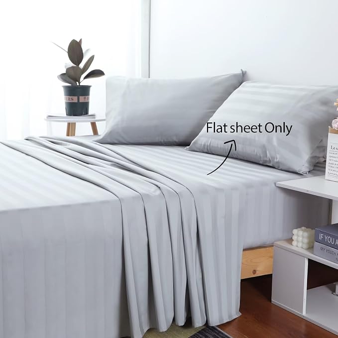 2-Pack Cotton Queen Flat Sheet Only, 600 Thread Count 100% Egyptian Cotton Top - Image 2