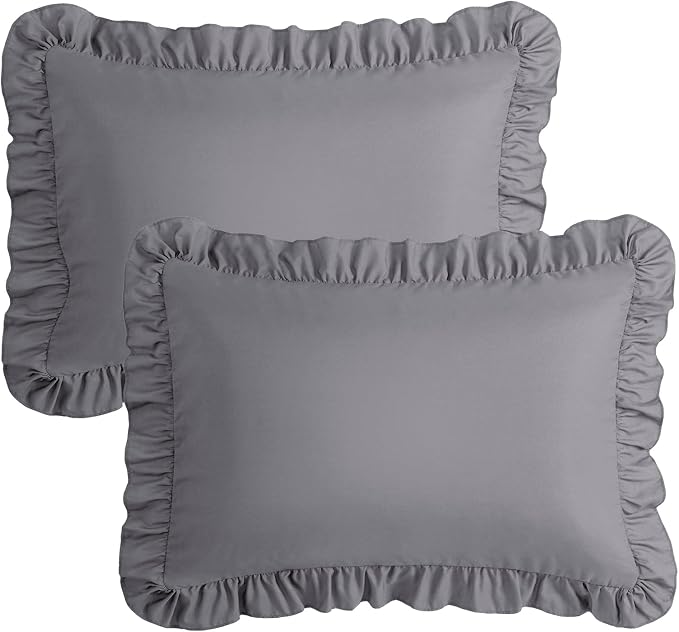 KKJIAF Ruffle Pillow Cases Queen Size Set of 2, Ruffled Pillow Covers - Image 7