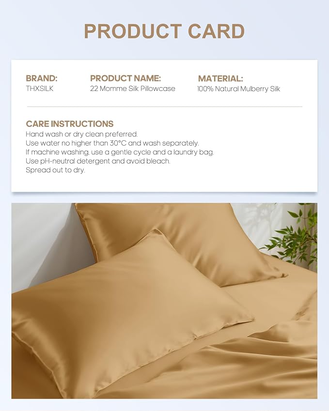 THXSILK Set of 2 100% Pure Mulberry Silk Pillowcases - Image 8