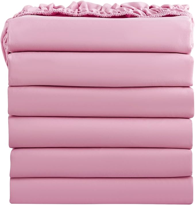 FreshCulture Twin Fitted Sheets, Bulk Pack of 6, Deep Pocket, Soft Microfiber by FreshCulture
