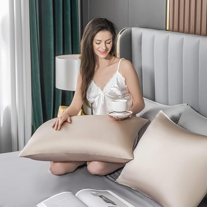Mulberry Silk Pillowcase for Hair and Skin, Cooling Silk Pillow Case - Image 5