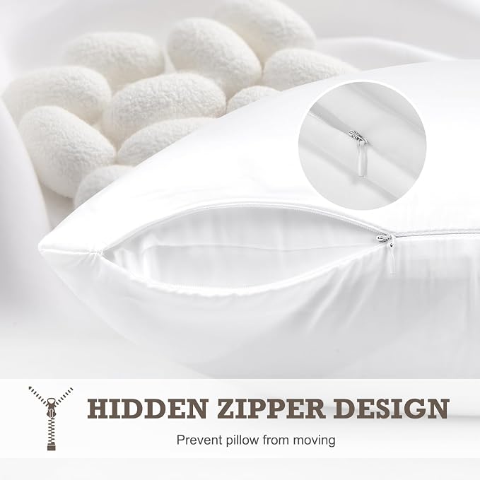 100% Mulberry Silk Pillowcase 2 Pack, Standard Size Silk Pillow Cases - Image 5