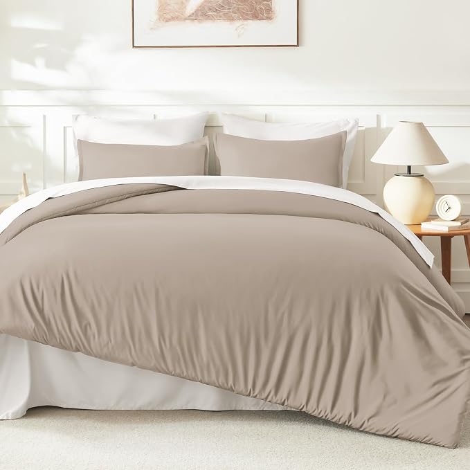 Litanika Light Coffee Comforter Set Queen Size, 3 Pieces Lightweight Solid - Image 6