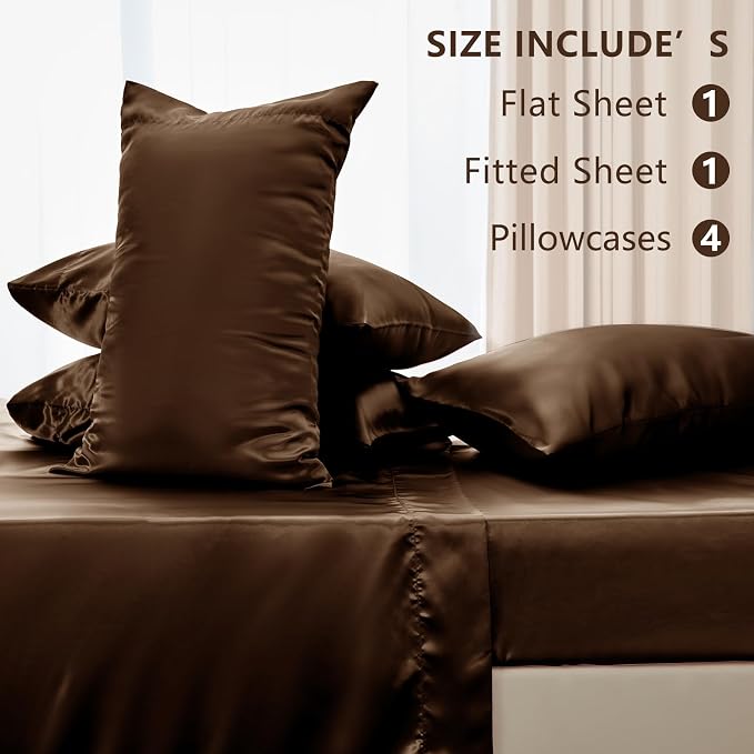 CozyLux Satin Sheets Queen Size Bed Set - Image 6