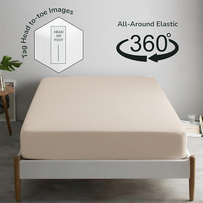 Feather & Stitch Fitted Bottom Sheet Only Queen Size 500 TC-1 Piece 100% Cotton - Image 3