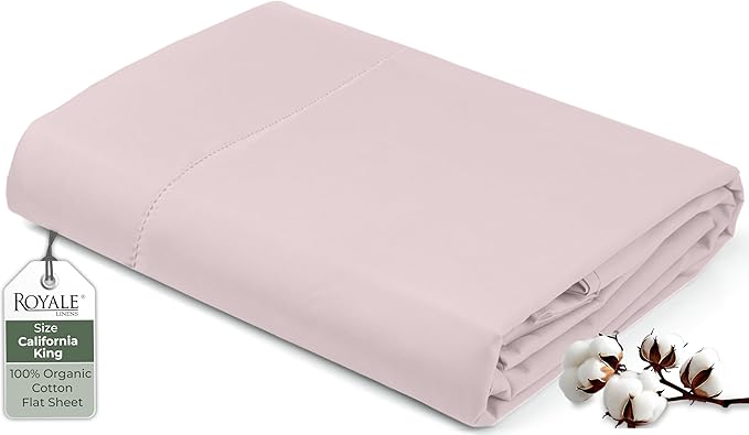 Royale Linen 100% Organic Cotton California King Flat Sheet Only by ROYALELINENS