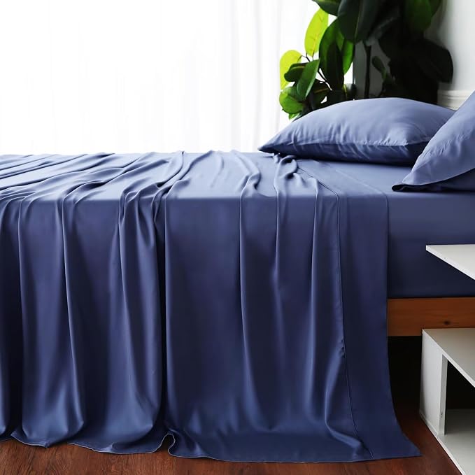 Bamboo Viscose Flat Sheets Only, 400 Thread Count Sateen Weave Cal King Size - Image 4