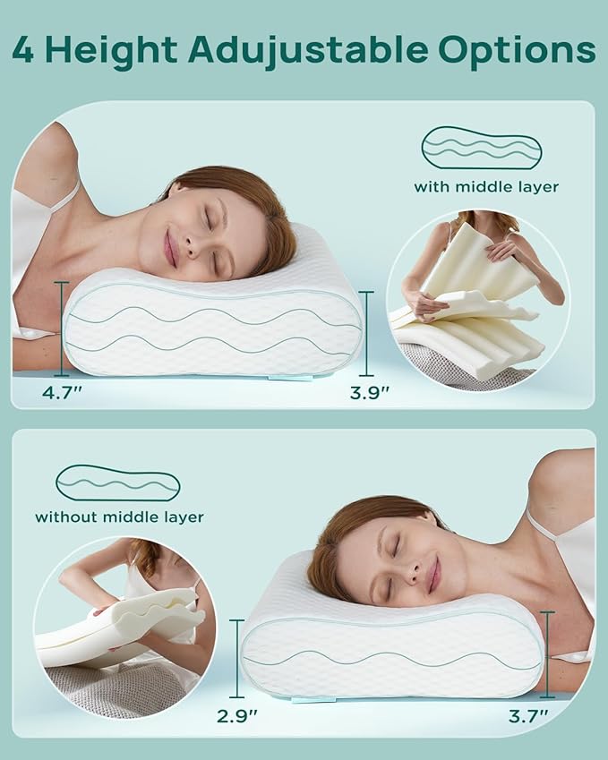 Releep Memory Foam Neck Pillow for Pain Relief – Adjustable Contour, Portable & - Image 9