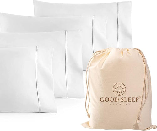 1000 TC White Standard Pillowcases Set of 4 100% Egyptian Cotton Pillow Cases by GoodSleepBedding