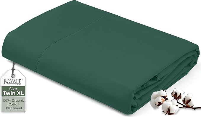 Royale Linens 100% Organic Cotton Twin XL Flat Sheet Only by ROYALELINENS