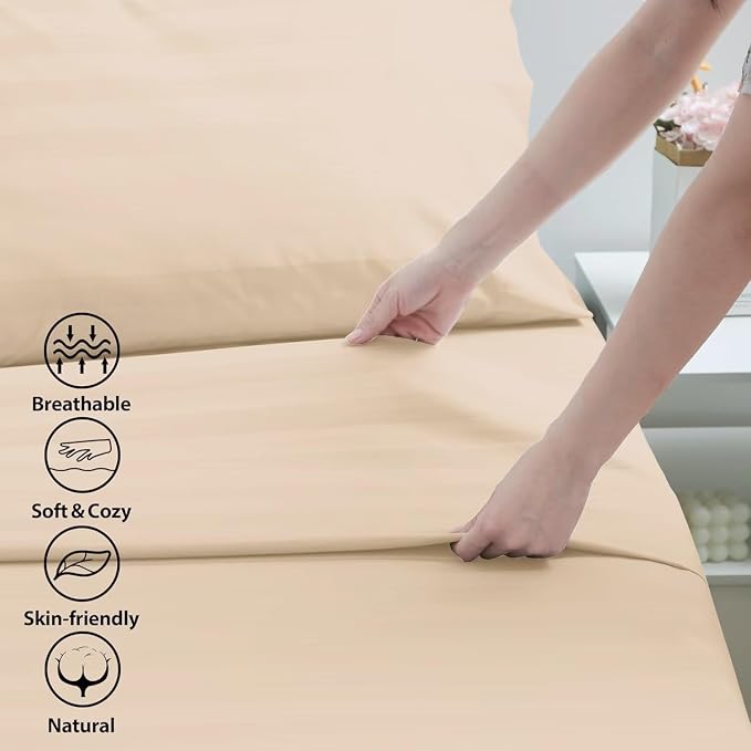 2-Pack Cotton King Flat Sheet Only, 600 Thread Count 100% Egyptian Cotton Top - Image 3