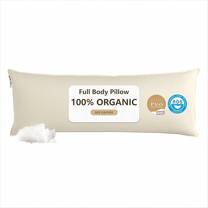 Goose Down Body Pillows for Adults, Large Body Pillow for Side Sleeper by Bildenly