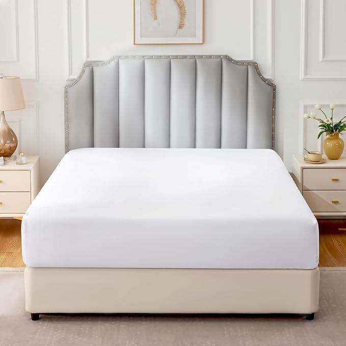 FreshCulture Pure Cotton Fitted Sheets Twin XL Size, 300 Thread Count Percale - Image 2