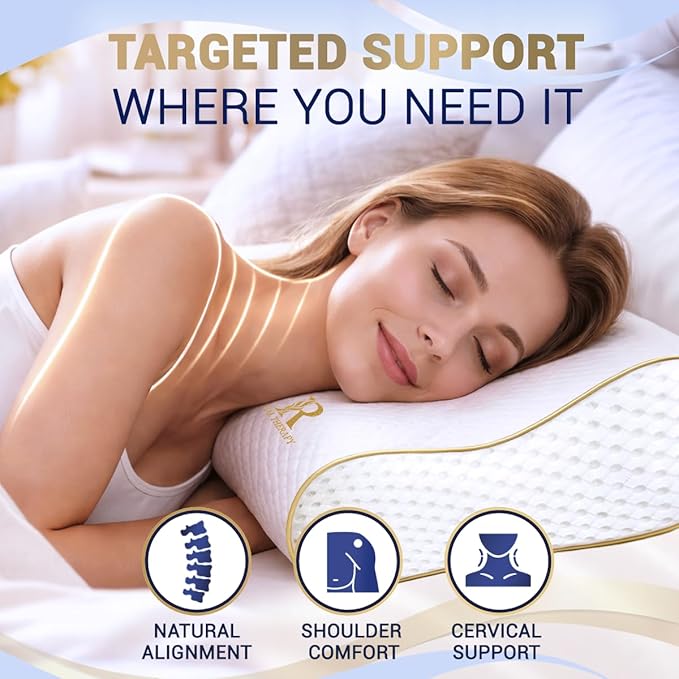 Royal Therapy 2-Pack Queen Memory Foam Pillow, Queen Contour Pillow, Orthopedic - Image 3