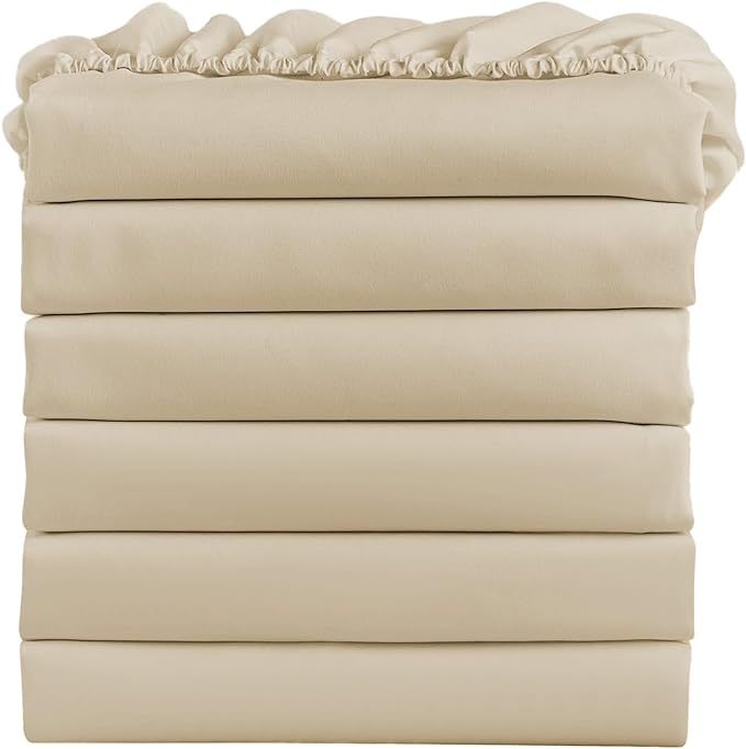 FreshCulture Twin Fitted Sheets, Bulk Pack of 6, Deep Pocket, Soft Microfiber by FreshCulture