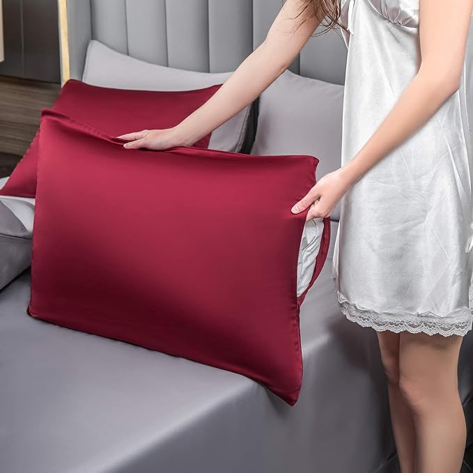 Mulberry Silk Pillowcase for Hair and Skin, Queen Size Cooling Silk Pillow Case - Image 6