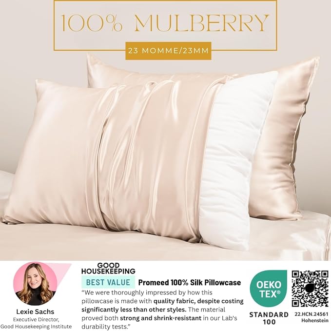 PROMEED 100% Silk Pillowcase for Hair and Skin, Both Sides Grade 6A+ 23mm - Image 3