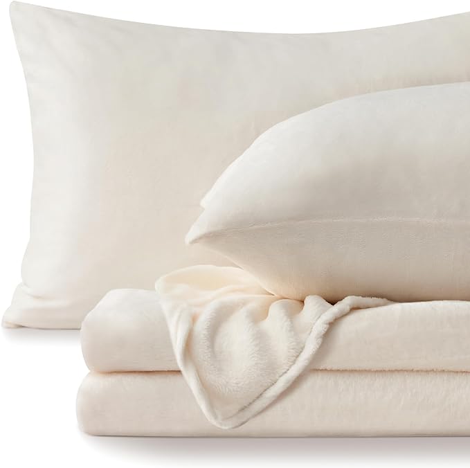 BEDELITE Flannel Sheets Queen Size White by BEDELITE