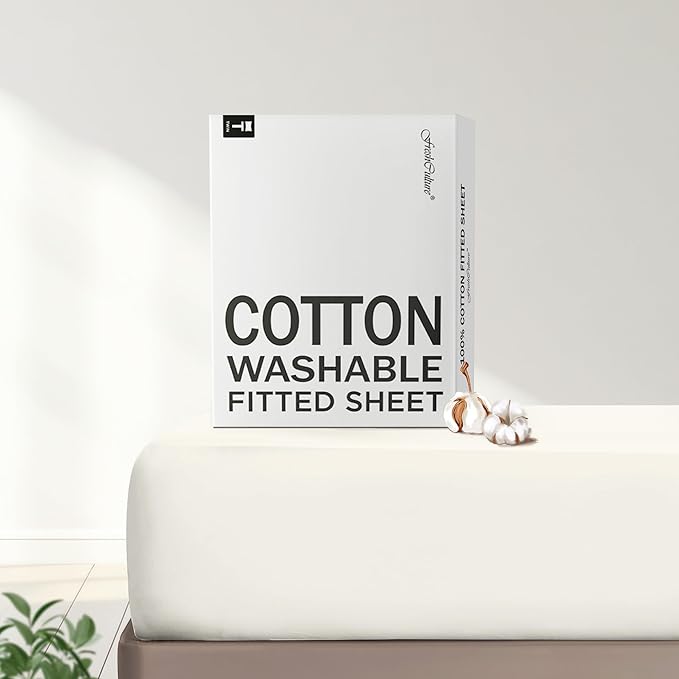 FreshCulture Pure Cotton Fitted Sheets Twin Size, 300 Thread Count Percale by FreshCulture