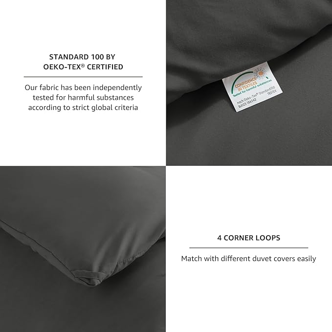 CozyLux Oversized Queen Comforter Set Dark Grey, 3 Pieces 98x98 Solid - Image 4