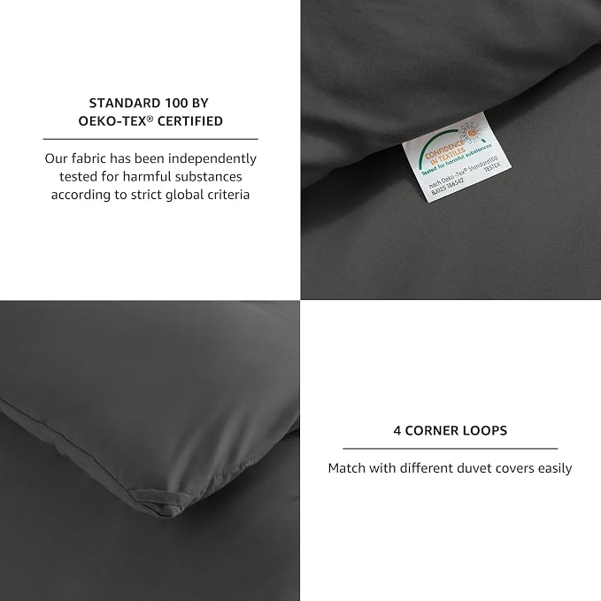 CozyLux King Size Comforter Set Dark Grey, 3 Pieces Solid Comforters King Size - Image 4