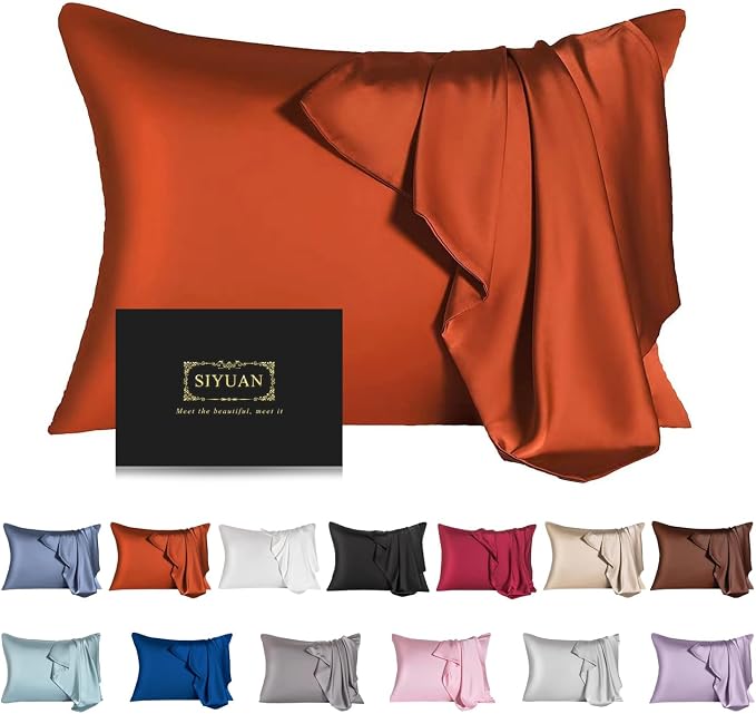Mulberry Silk Pillowcase for Hair and Skin, Standard Size Cooling Silk Pillow by SIYUAN