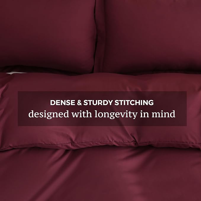 JSD Burgundy Duvet Cover Set Full Size, 3 Piece Duvet Cover - Image 5