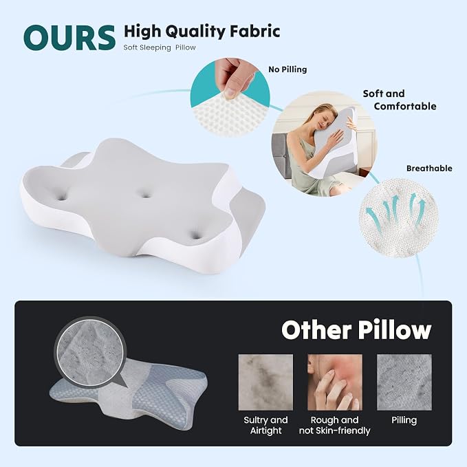 DUMOS Cervical Neck Pillow for Sleeping, Cooling Ergonomic Memory Foam Pillow - Image 2