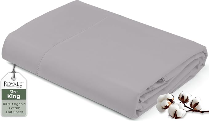Royale Linens 100% Organic Cotton King Flat Sheet Only by ROYALELINENS