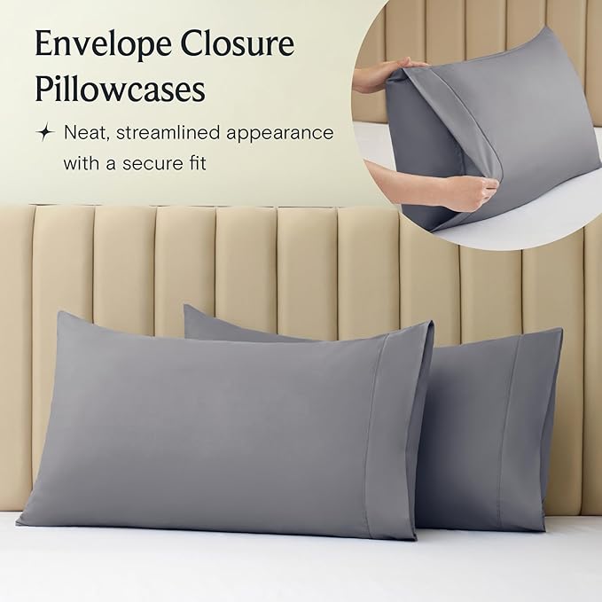 LuxClub 4 PC Queen Sheet Set, Queen Size, Deep Pockets 18" Wrinkle Free Cooling - Image 7