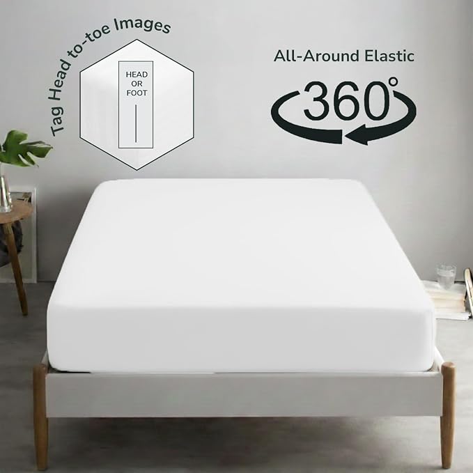 Feather & Stitch Fitted Bottom Sheet Only Twin Size 500 TC-1 Piece 100% Cotton - Image 4