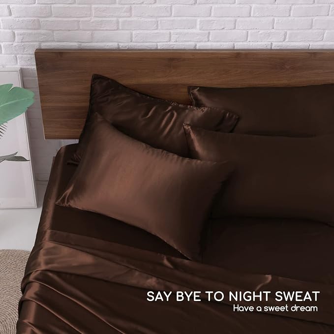 MR&HM Satin Bed Sheets, King Size Sheets Set - Image 7
