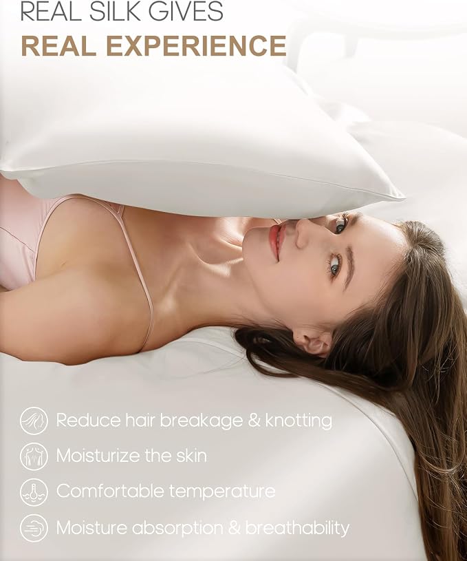 THXSILK Set of 2 100% Pure Mulberry Silk Pillowcases - Image 3