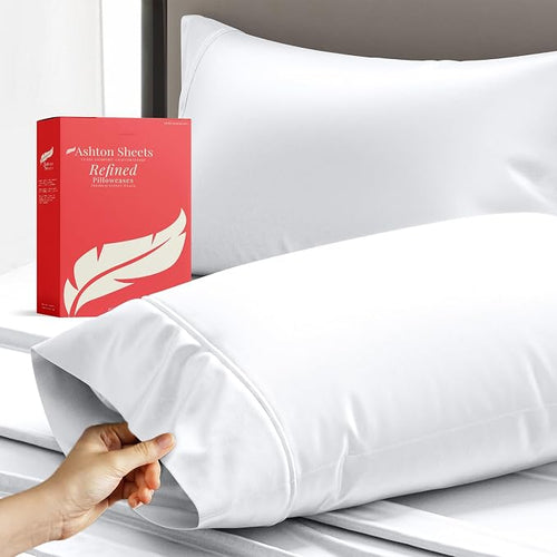 100% Egyptian Cotton Queen/Standard Pillow Cases Set of 2 by AshtonSheets
